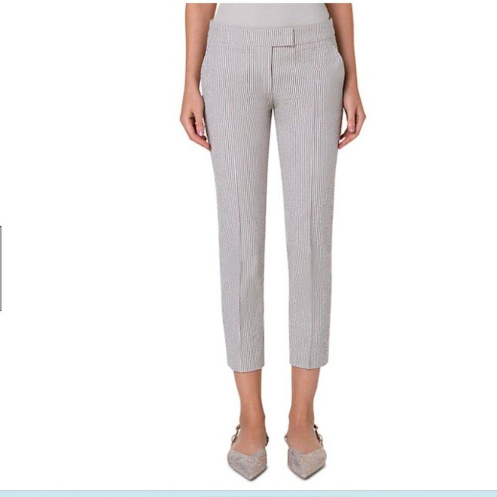 AKRIS PUNTO Frankie Seersucker Cropped Pants